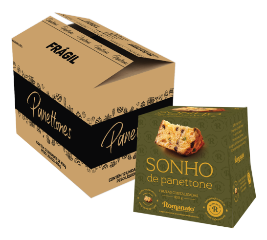 Sonho de Panettone Caixa c/12 Unidades de 400g | Romanato