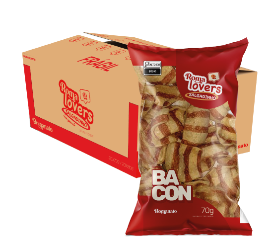 Caixa c/20 Unidades de Salgadinhos sabor Bacon 70g | Romalovers
